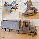 Wooden toys Airplane and Truck, Military miniature, Ramenskoye,  Фото №1
