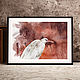 White bird. Picture. (dark red, brick, terracotta). Pictures. Watercolour Painting Mamabelle art. Online shopping on My Livemaster.  Фото №2
