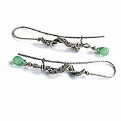 Украшения handmade. Livemaster - original item Silver earrings with Emerald Emerald (wire wrap). Handmade.