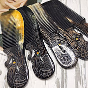 Украшения handmade. Livemaster - original item Water Buffalo Horn Hair Comb Firebird 2. Handmade.