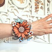 Украшения handmade. Livemaster - original item Bracelet Braided Leather Chamomile Dali Handmade with flowers. Handmade.