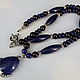 Necklace with a pendant made of stones (lapis lazuli, garnet). Necklace. Magic box. My Livemaster. Фото №6