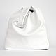 Order Bag Package leather white String bag T shirt medium shoulder. BagsByKaterinaKlestova (kklestova). Livemaster. . Sacks Фото №3