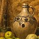 Винтаж: Натюрморт «Вино и фрукты». Картины винтажные. Антиквариат и Винтаж. Ярмарка Мастеров.  Фото №6
