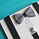 Buy black men's suspenders complete with a black bow tie with white cell `Goose foot`
