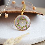 Украшения handmade. Livemaster - original item Pendant with real flowers. New Year`s pendant with heather. Handmade.