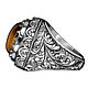 Мужское серебряное кольцо ручной работы с камнем тигрового глаза. Перстень. Ювелирная студия Silver Monarh. Ярмарка Мастеров.  Фото №4