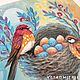 Картина маслом Птички с гнездом на ветвях написана на холсте. Картины. Veta Dmitrievna. Интернет-магазин Ярмарка Мастеров.  Фото №2