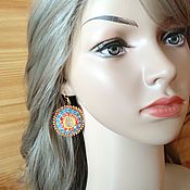 Long white Bride brush earrings 12cm