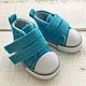 Sneakers for dolls Velcro, 5 cm, color turquoise, Details for dolls and toys, Kaliningrad,  Фото №1
