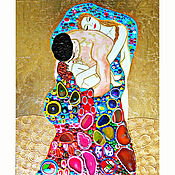 Картины и панно handmade. Livemaster - original item Bright mosaic picture Family / mom, dad and baby (child). Klimt. Handmade.