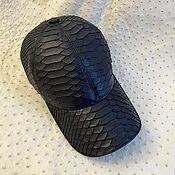 Аксессуары handmade. Livemaster - original item Baseball cap made of genuine python leather, in dark blue color!. Handmade.