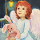 Angel and Bunny Postcard or Picture for children Reproduction, Pictures, St. Petersburg,  Фото №1