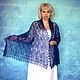 Order Hand knit embroidered shawl, Dark blue scarf, Bridal cape, Wool wrap. Oksana (superplatok). Livemaster. . Wraps Фото №3