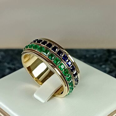 Кольцо спиннер золотое. Кольцо с изумрудом. Кольцо с сапфиром.. Treasure Fine Jewellery. ручной работы - Ярмарка Мастеров ручной работы. Ярмарка Мастеров - ручная работа Кольцо спиннер золотое. Кольцо с изумрудом. Кольцо с сапфиром.. Handmade.