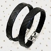 Украшения handmade. Livemaster - original item Genuine python leather bracelet, in black!. Handmade.