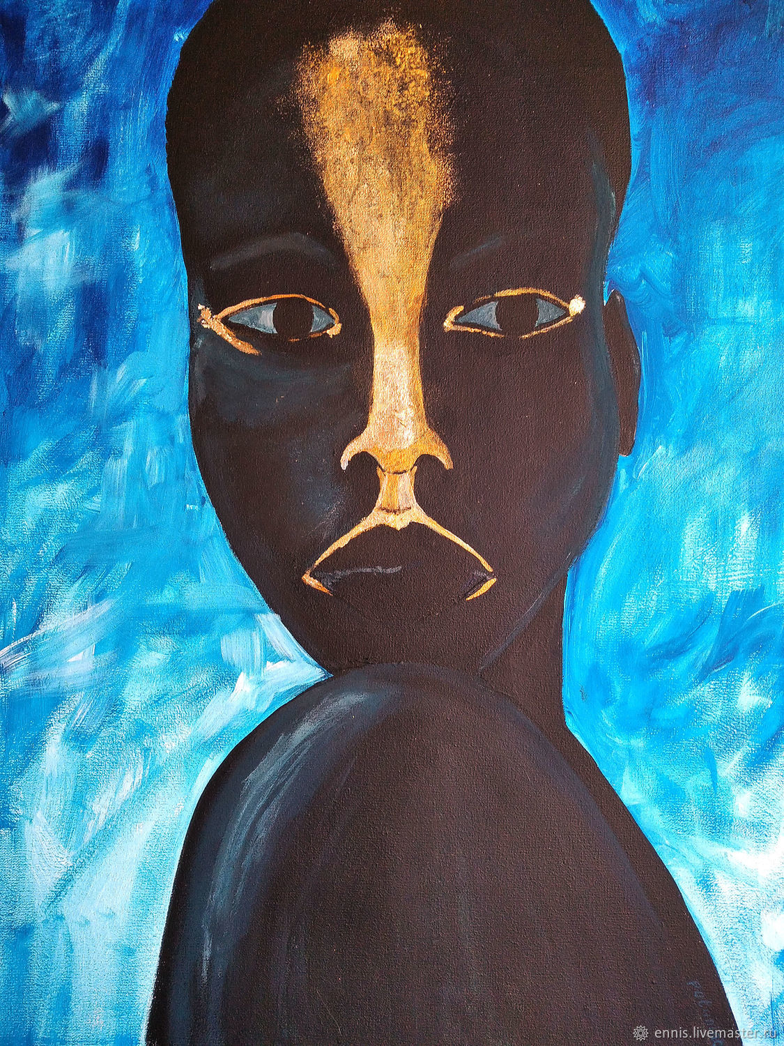 Голова африканки картины с поталью