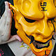 Японская маска Хання желтая Cyberpunk 2022. Маски интерьерные. Qarma Masks. Ярмарка Мастеров.  Фото №4