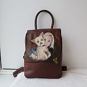 Сумки и аксессуары handmade. Livemaster - original item Leather backpack with custom painting.Hand-painted photos.. Handmade.