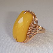 Винтаж handmade. Livemaster - original item Ring Natural amber Gold 583 star size 17,25 vintage USSR. Handmade.