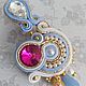 Заказать Малиновые васильки. luxurysoutache. Ярмарка Мастеров. . Серьги-пусеты Фото №3