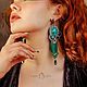 Order Earrings-brush: Earrings Caroline with pendants Turquoise emerald earrings. LADY-LIZA jewelry shop. Livemaster. . Tassel earrings Фото №3