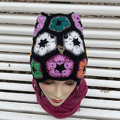 Аксессуары handmade. Livemaster - original item Caps: Owl hat for women, for girls (black wool). Handmade.