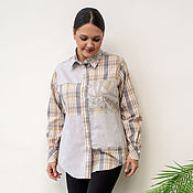 Одежда ручной работы. Ярмарка Мастеров - ручная работа Camisa de autor en estilo Patchwork beige para hombre. Handmade.