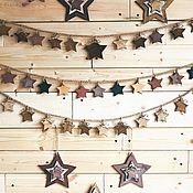 Сувениры и подарки handmade. Livemaster - original item Garland wooden stars. Handmade.