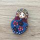  Брошь из бисера Матрешка. Брошь-булавка. BerryBrooch. Интернет-магазин Ярмарка Мастеров.  Фото №2