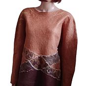 Felted tunic made of Merino wool and silk 