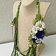 Necklace leather Daisies and cornflowers. Decoration leather. Necklace. lanssveta. My Livemaster. Фото №4
