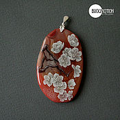 Украшения handmade. Livemaster - original item Cherry Blossom necklace. Russian lacquer. Hand painted stones. Handmade.