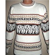 Одежда handmade. Livemaster - original item Knitted sweater Bear with a Norwegian ornament. Handmade.