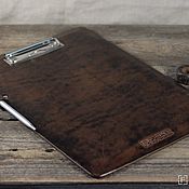 Канцелярские товары handmade. Livemaster - original item Tablet for records Format A4.Natural leather. Handmade. Handmade.