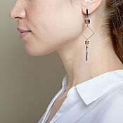 Украшения handmade. Livemaster - original item Silver-plated Long Earrings Geometry with Glass. Handmade.