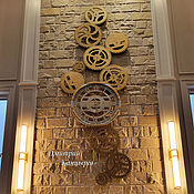 Для дома и интерьера handmade. Livemaster - original item Wall composition with rotating gears and a clock. Handmade.