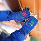 Blue felted fingerless gloves in boho style. Mitts. snezhana-snezhina (snezhanap). My Livemaster. Фото №5