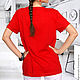 Red women's t-shirt Cat, loose summer t-shirt made of cotton. T-shirts. Lara (EnigmaStyle). My Livemaster. Фото №5