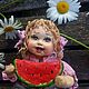 Малышка с арбузом,ватная игрушка на ёлку. Елочные игрушки. Komolyh-svetlana. Интернет-магазин Ярмарка Мастеров.  Фото №2
