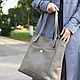 Large bag made of genuine leather color gray with removable handles, Tote Bag, Armavir,  Фото №1