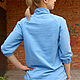 Голубой женский свитшот Фиеста, свитшот оверсайз с воротником стойка. Свитшоты. Лариса дизайнерская одежда и подарки (EnigmaStyle). Ярмарка Мастеров.  Фото №4