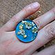 Винтажное кольцо с цветами "Голубое небо". Кольца. Рыжий Лис (для мам и малышей). Интернет-магазин Ярмарка Мастеров.  Фото №2