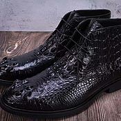 Обувь ручной работы handmade. Livemaster - original item Half-boots made of embossed alligator leather, in black.. Handmade.