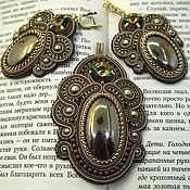 Украшения handmade. Livemaster - original item Earrings and pendant with pyrite. Handmade.