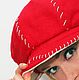 Кепка красная из кашемира с белой отделкой, Кепки, Санкт-Петербург,  Фото №1