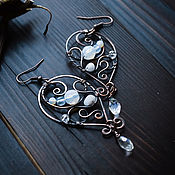 Украшения handmade. Livemaster - original item Copper Earrings with Moonstone Delicate Air Earrings Blue Drop. Handmade.