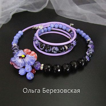 Украшения ручной работы. Ярмарка Мастеров - ручная работа Колье - чокер . Браслет." Анютины глазки ".. Handmade.