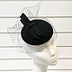 felt hat with veil retro. Color black, Hats1, Moscow,  Фото №1