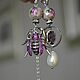 Order Asymmetrical Beetle Earrings. Long earrings with pearls. VeninnaS. Livemaster. . Earrings Фото №3